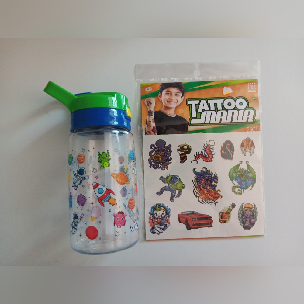 Boys Water Bottle & Tattoo Bundle